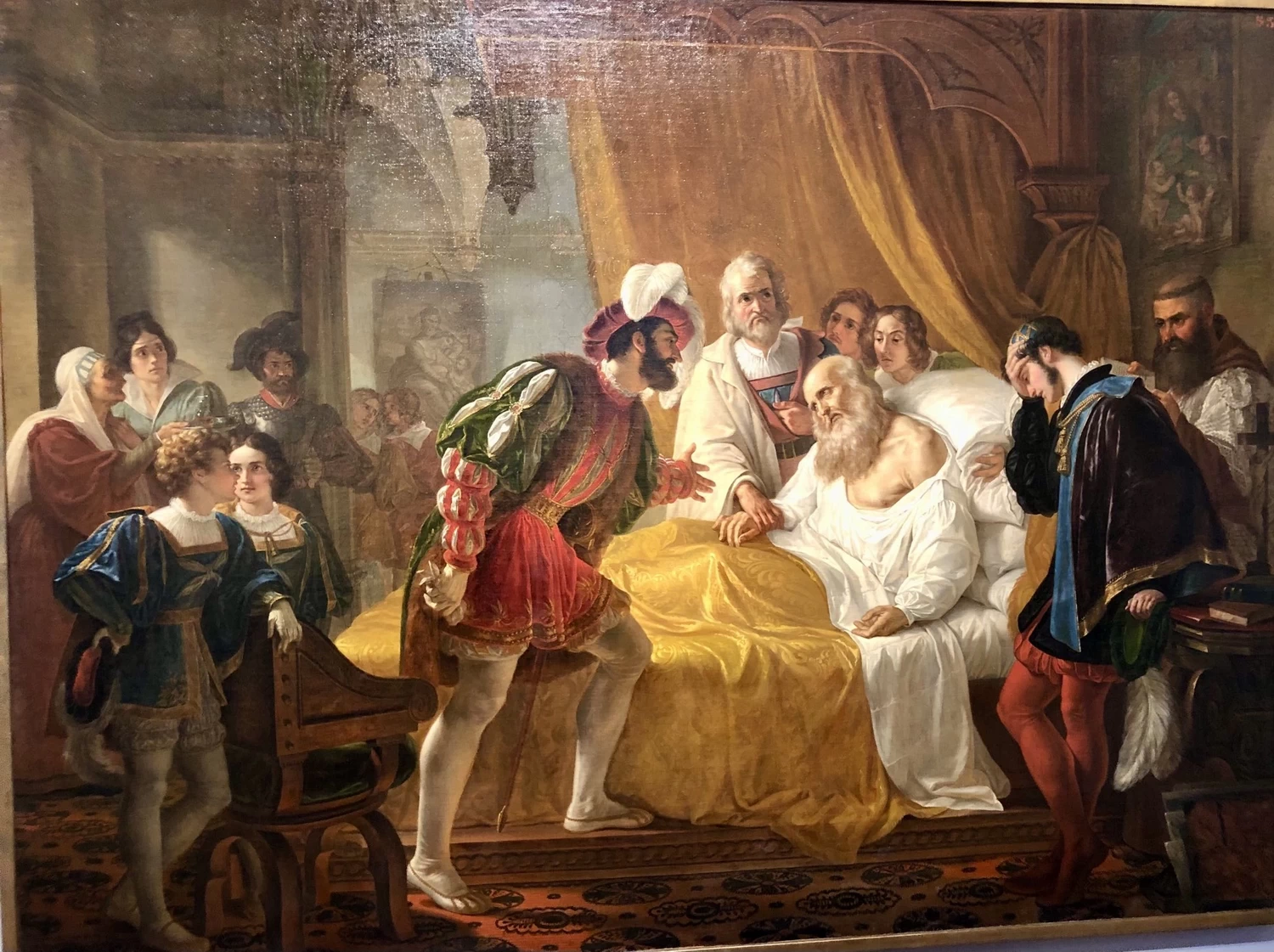 Leonardo da Vinci vecchio e mortalmente infermo spira tra le braccia di Francesco I - Galleria dell'Accademia, Firenze